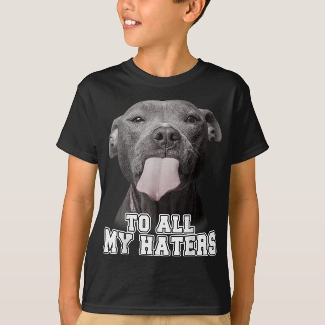 Funny Pitbull an alle meine Hasser Pitbull Hund Lo T-Shirt (Vorderseite)