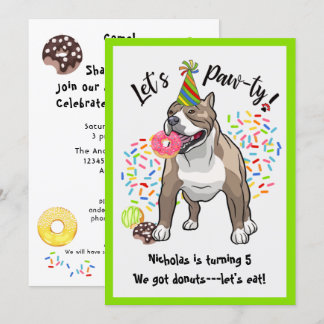 Funny Pitbull Dog Donuts Geburtstagsparty Einladung