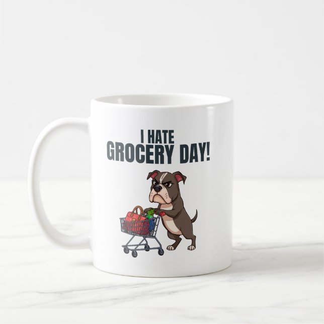 Funny Pitbull Grocery Shopping Cartoon  Kaffeetasse (Links)
