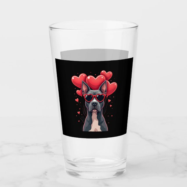 Funny Pitbull Heart Valentines Day Dog Dad Mom Gif Glas (Vorderseite)