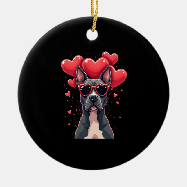 Funny Pitbull Heart Valentines Day Dog Dad Mom Gif Keramik Ornament (Vorne)