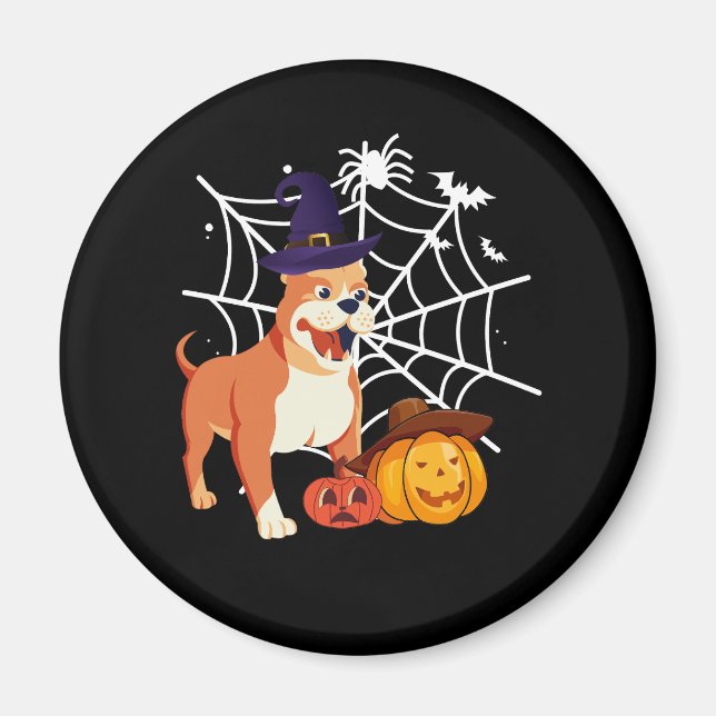 Funny Pitbull Hund Halloween-Kostüm Magnet (Vorne)