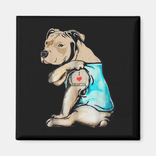 Funny Pitbull Hund I Liebe Grandpa Tattoo Funny Gr Magnet