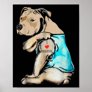 Funny Pitbull Hund I Liebe Grandpa Tattoo Funny Gr Poster