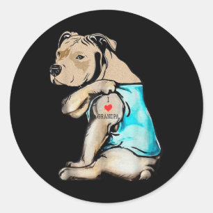 Funny Pitbull Hund I Liebe Grandpa Tattoo Funny Gr Runder Aufkleber