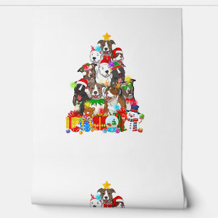 Funny Pitbull Hund Weihnachtsbaum Lichter Welpen H Tapete