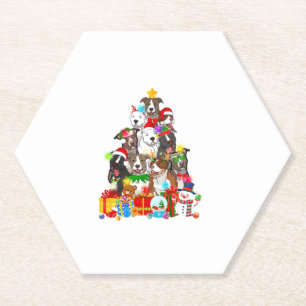 Funny Pitbull Hund Weihnachtsbaum Lichter Welpen H Untersetzer