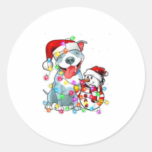 Funny Pitbull Hund Weihnachtsweihnachtsfest T-Shir Runder Aufkleber