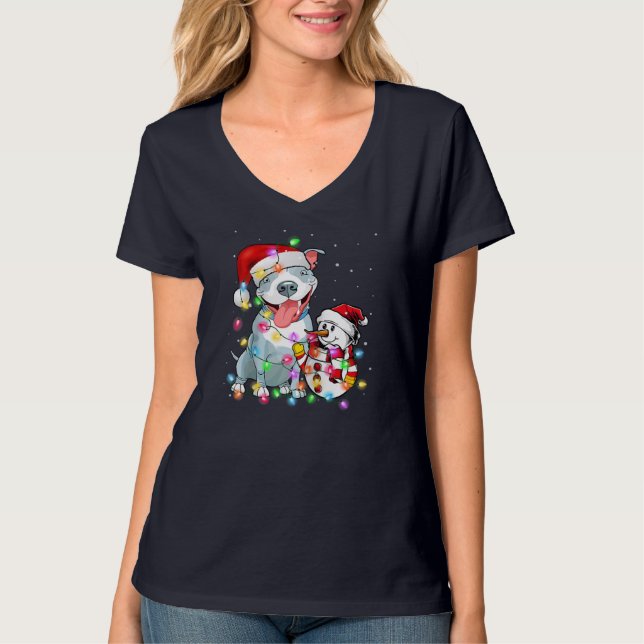 Funny Pitbull Hund Weihnachtsweihnachtsfest T-Shir T-Shirt (Vorderseite)