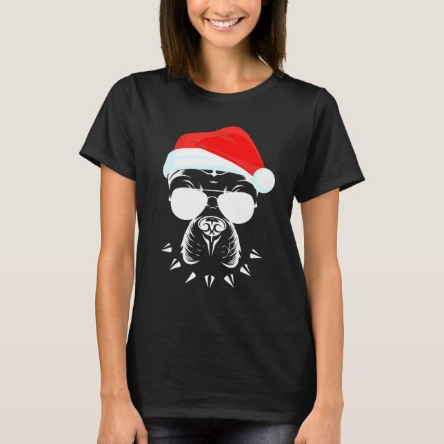 Funny Pitbull Hunde Brille mit Hutbart C T-Shirt (Vorderseite)