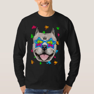 Funny Pitbull Puzzle Autismus Bewusstsein Hund T-Shirt
