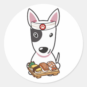 Funny Pitbulle Terrier Dog ist ein Sushi-Koch Runder Aufkleber