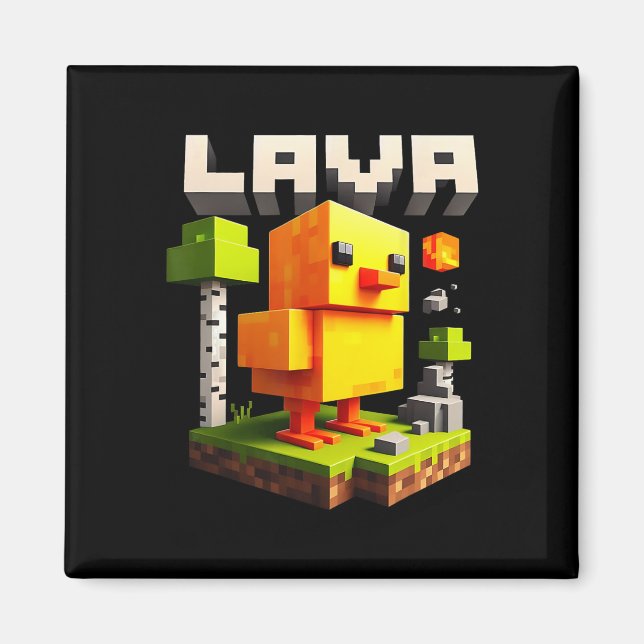 Funny Pixel Chicken Gamer Humor Meme  Magnet (Vorne)