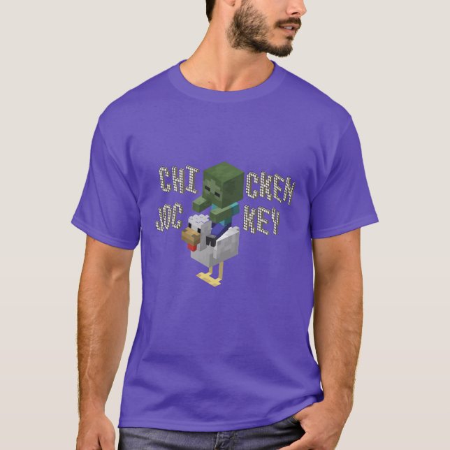 Funny Pixel Chicken jockey - Retro Gaming Parod T-Shirt (Vorderseite)