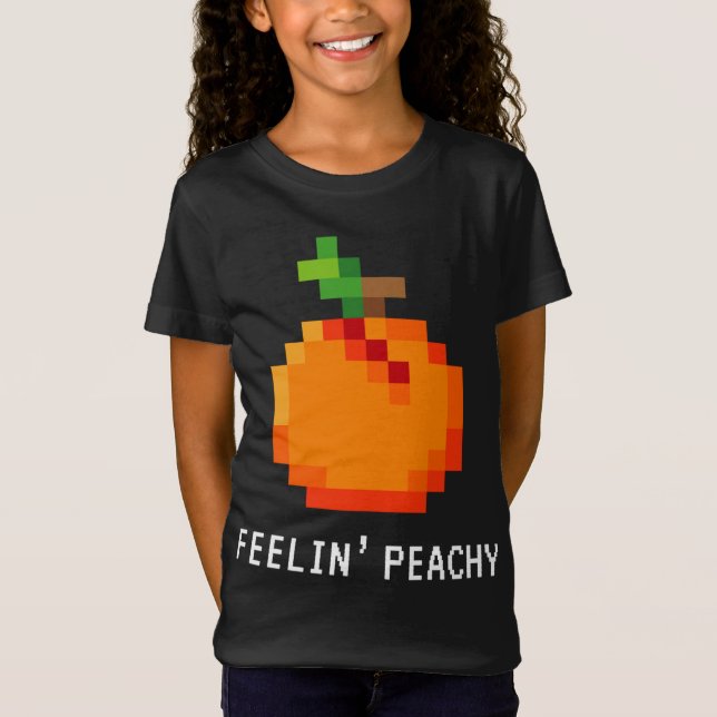 Funny Pixel Peach - Retro 8 - Bit Arcade Gamer Fee T-Shirt (Vorderseite)