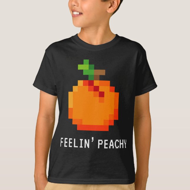 Funny Pixel Peach - Retro 8 - Bit Arcade Gamer Fee T-Shirt (Vorderseite)