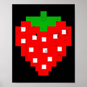 Funny Pixel Strawberry 80er Video Game Costume Poster