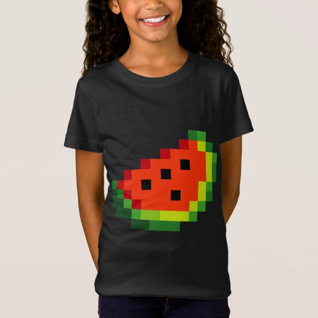 Funny Pixel Watermelon - Retro 8 - Bit Arcade Game T-Shirt (Vorderseite)