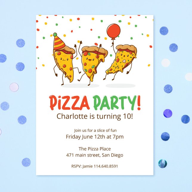 Funny Pizza Birthday Party Einladung (Von Creator hochgeladen)