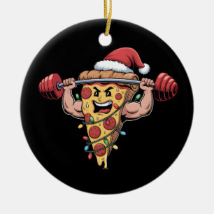 Funny Pizza Bodybuilding Weihnachten Männer Junge Keramik Ornament