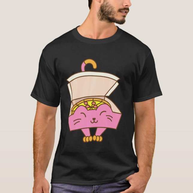 Funny Pizza Box Katze Cool Italienisch Küche Liebe T-Shirt (Vorderseite)