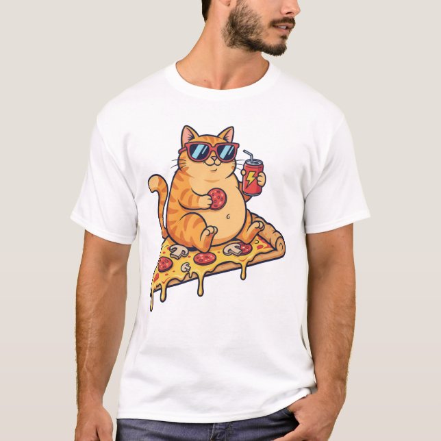 Funny Pizza Cat , Just a Cat Who Loves Pizza T-Shirt (Vorderseite)