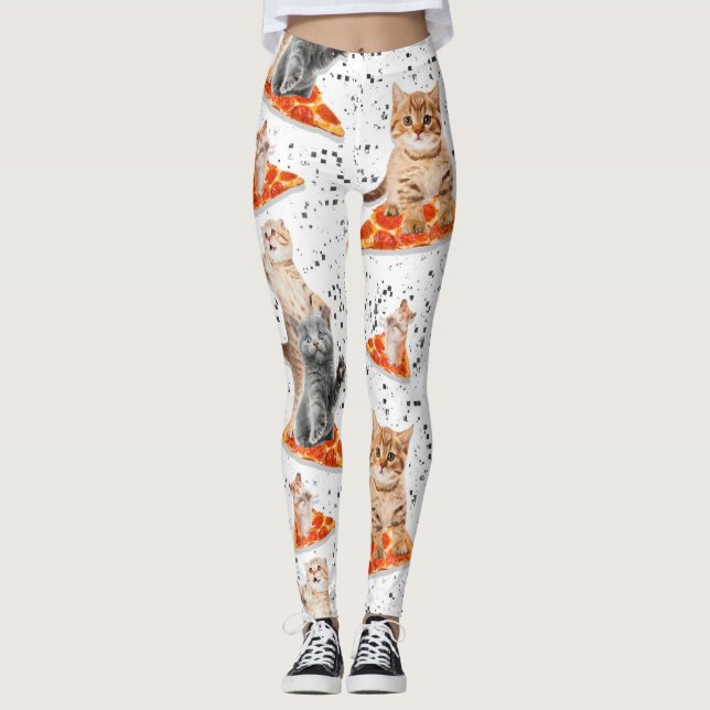 Funny Pizza Cats - Niedlich Pizza Hamster Leggings (Vorderseite)