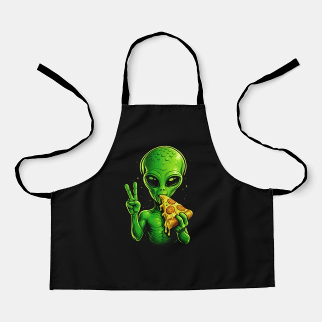 Funny Pizza Chef Apron Alien Pizza Lover Cooking  Schürze (Vorderseite)