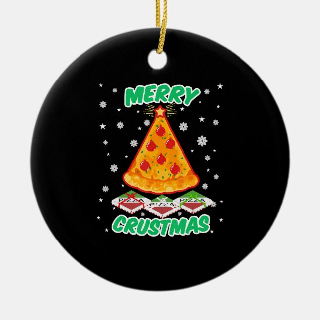 Funny Pizza Christmas Keramik Ornament (Vorne)