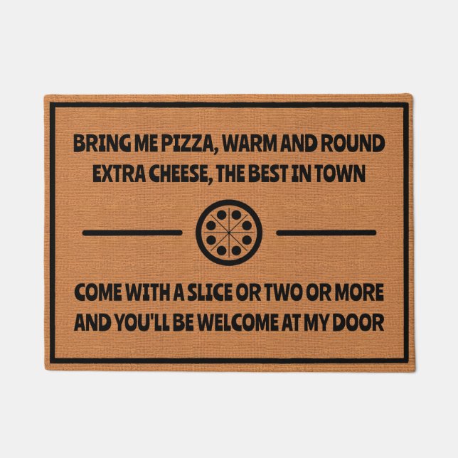 Funny Pizza Delivery Spaß Rustikal Minimalistisch Fußmatte (Vorderseite)