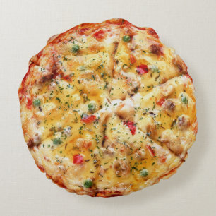 Funny Pizza Design Rundes Kissen