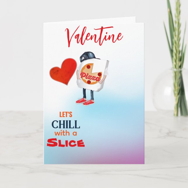 Funny Pizza Liebe Valentine Karte (Vorderseite)
