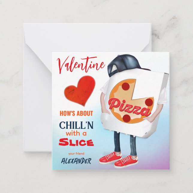 Funny Pizza Liebe Valentine Mitteilungskarte (Vorderseite)