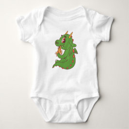 Funny Pizza-Loving Dragon Character Baby Strampler
