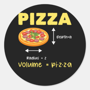 Funny Pizza Math Volume Calculation Food Lover Runder Aufkleber
