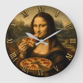 Funny Pizza Mona Lisa Große Wanduhr