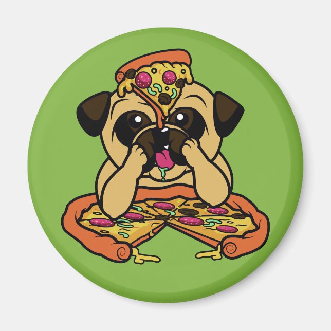 Funny Pizza Mops Magnet (Vorne)