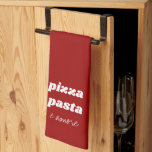 Funny Pizza Pasta Amore Name Red White Cooking Geschirrtuch<br><div class="desc">Funny Pizza Pasta E Amore Name Red White Küche Handtuch. Alle Farben können geändert werden!</div>