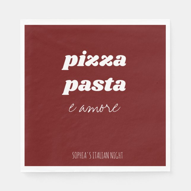 Funny Pizza Pasta Amore Rote Italienische Küche Serviette (Vorderseite)
