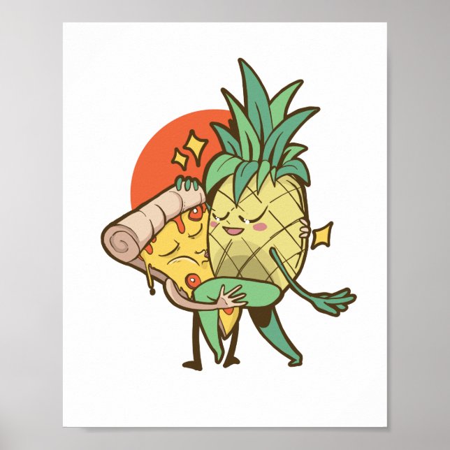 Funny Pizza Pineaple Tango Couple Teen Boy Girl Poster (Vorne)
