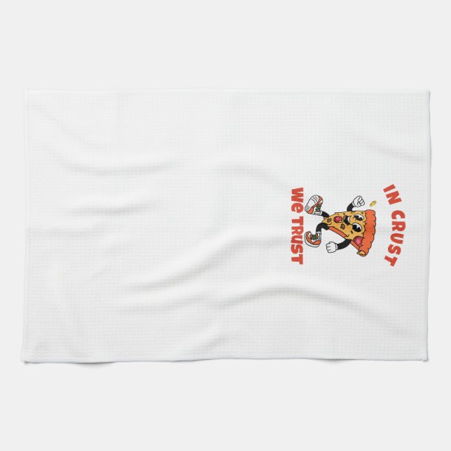 Funny Pizza Shirt – In Crust We Trust Graphic Tee Geschirrtuch (Horizontal)