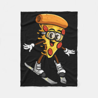 Funny Pizza Ski Cheesy Pie Foodie Skiing Instructo Fleecedecke