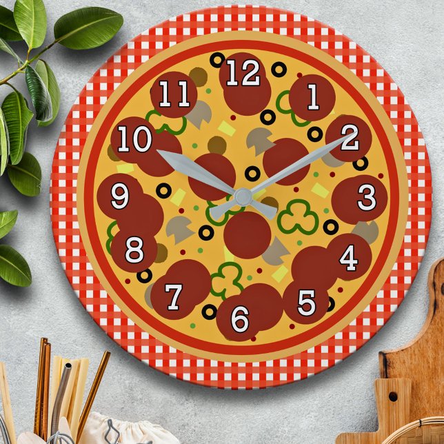 Funny Pizza Time Wall Clock Große Wanduhr (Von Creator hochgeladen)