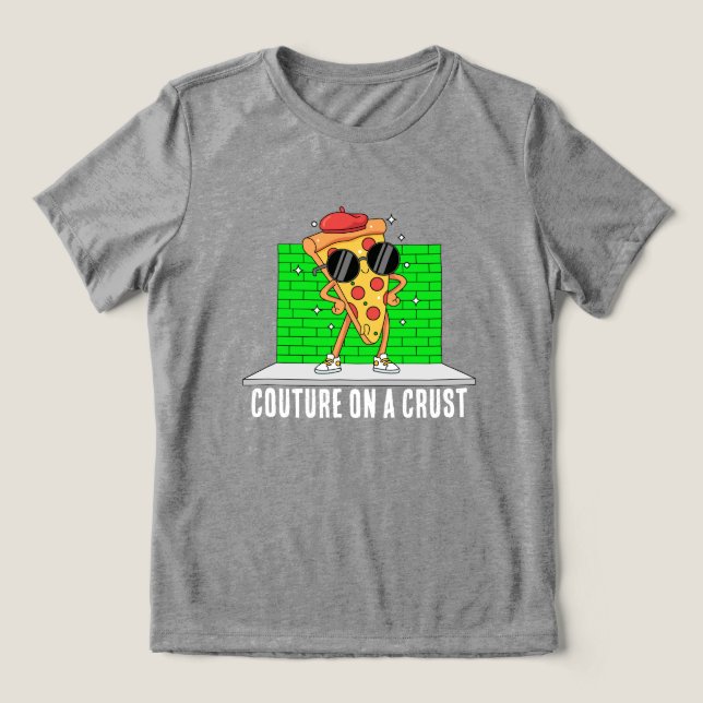 funny pizza Tri-Blend shirt (Design Vorderseite)