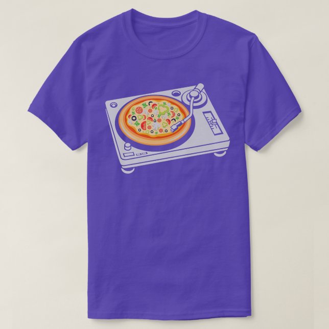 Funny Pizza Turntable Musiker T-Shirt (Design vorne)