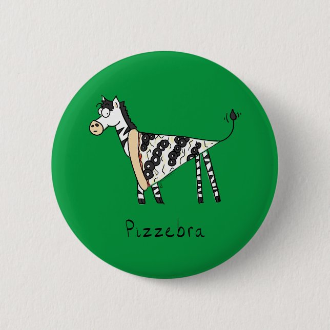 Funny Pizza Zebra Niedlicher Cartoon Kinder Button (Vorderseite)
