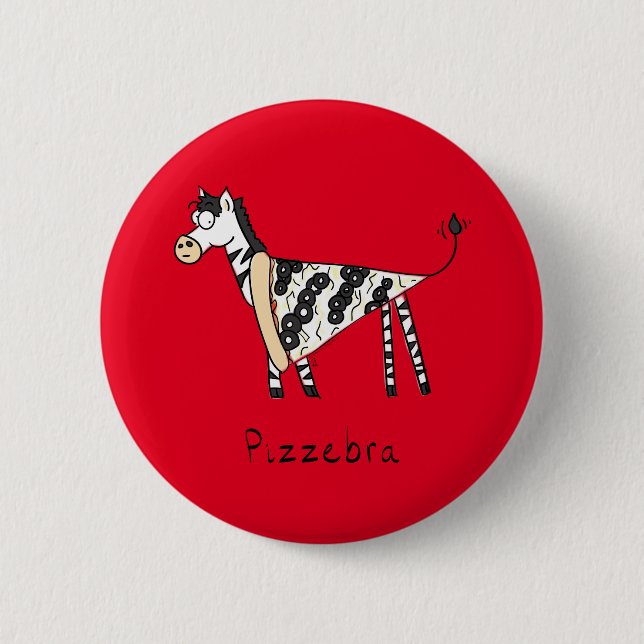 Funny Pizza Zebra Niedlicher Cartoon Kinder Button (Vorderseite)
