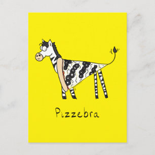 Funny Pizza Zebra Niedlicher Cartoon Kinder Postkarte