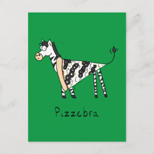 Funny Pizza Zebra Niedlicher Cartoon Kinder Postkarte