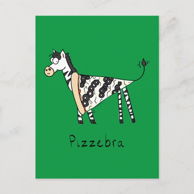 Funny Pizza Zebra Niedlicher Cartoon Kinder Postkarte (Vorderseite)
